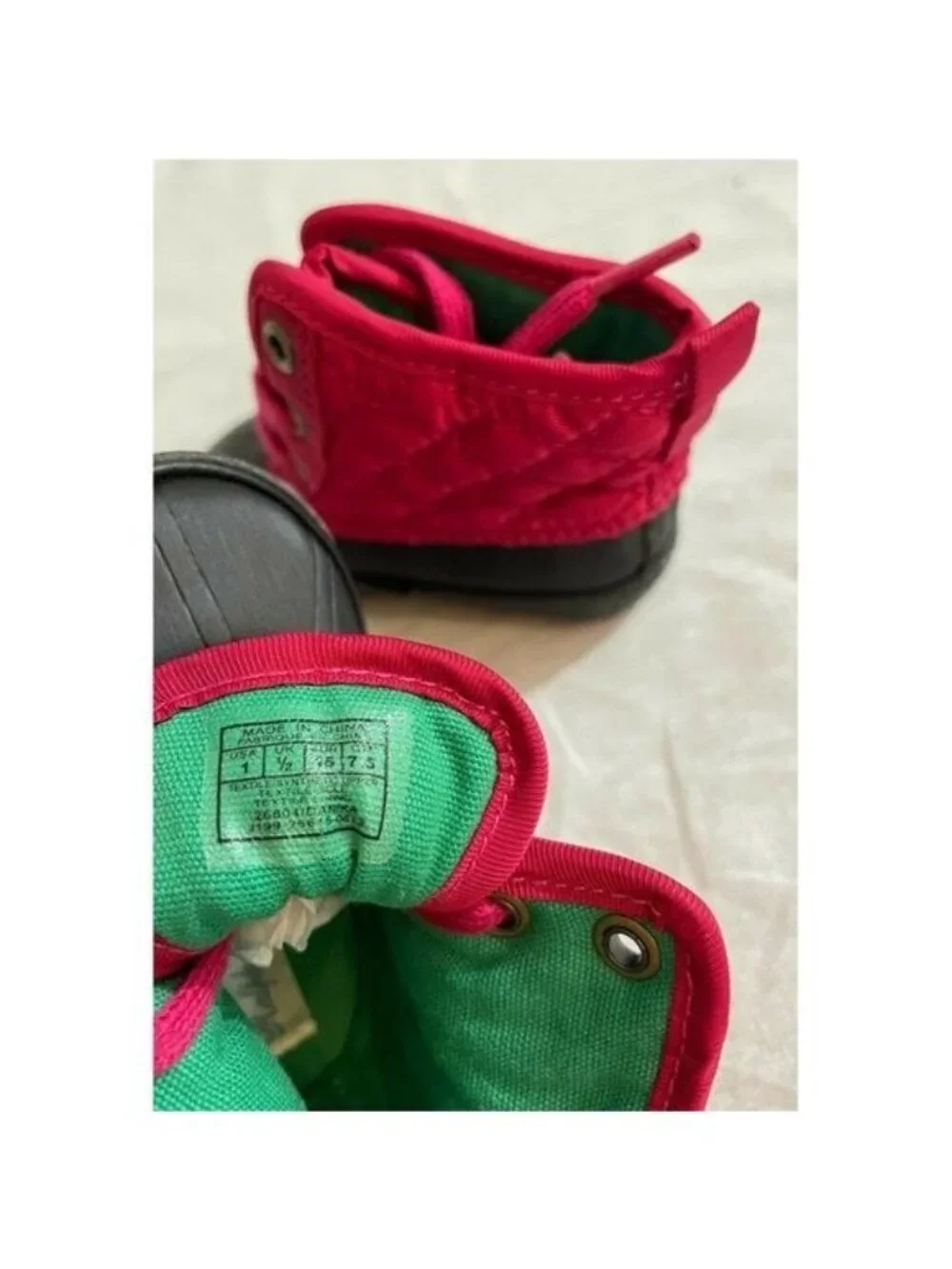 Polo Ralph Lauren Baby Girl's Shoes Lace-Up Canvas Boots Fucsia Black Size 1